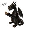 Whimsical Desk Accessory Reading Dragon Figurine with Glasses Statue 3D Printed Lover Gift Bookshelf Decor Desktop Ornament for Book Lovers