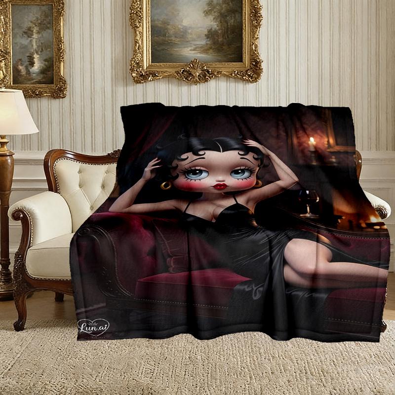 1pc Cozy Print Blanket, Betty Boop Blanket Appropriate for Home Picnic and Travel Adventures