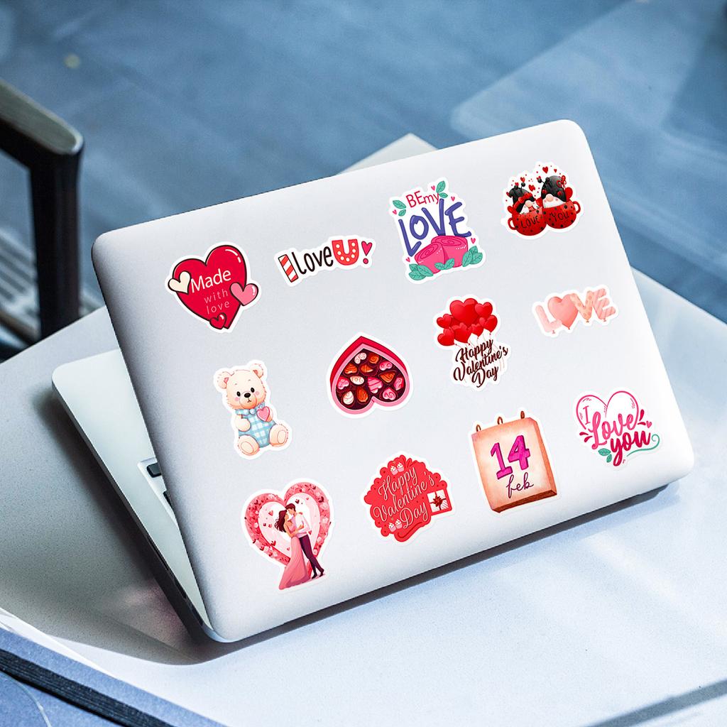 50 PCS Valentine Stickers Set - Romantic Heart Decals for Notebook, Gifts, DIY Decor