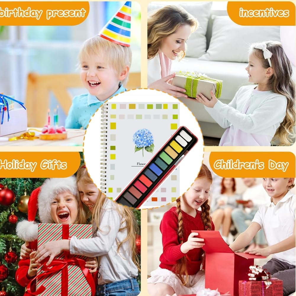 Watercolor Painting Book Set Watercolor Book Beginner Friendly Watercolor Workbook 12 Color Painting Guide Bird Album