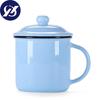 400ml Vintage Enamel Coffee Mug with Lid Ceramic Milk Mug Pigmented Tea Cup Office Water Cup Drinkware