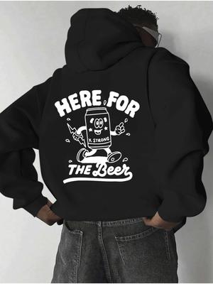Fashionable Men's New Autumn Personalized Beer Theme Printed Soft and Comfortable Hoodie Outdoor Urban High Street Clothing