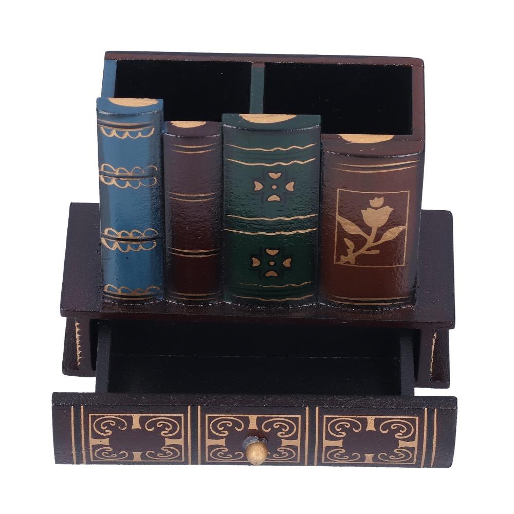 MDF Desktop Stationery Organizer 5.91 X 5.31 X 2.56in Pen Storage Cup MDF Desk Caddy  Study Room