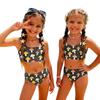 Girls Two Piece Swimsuit Set Tankini Top and Bottoms Kids Swimwear Beachwear Summer Bathing Suit for Children