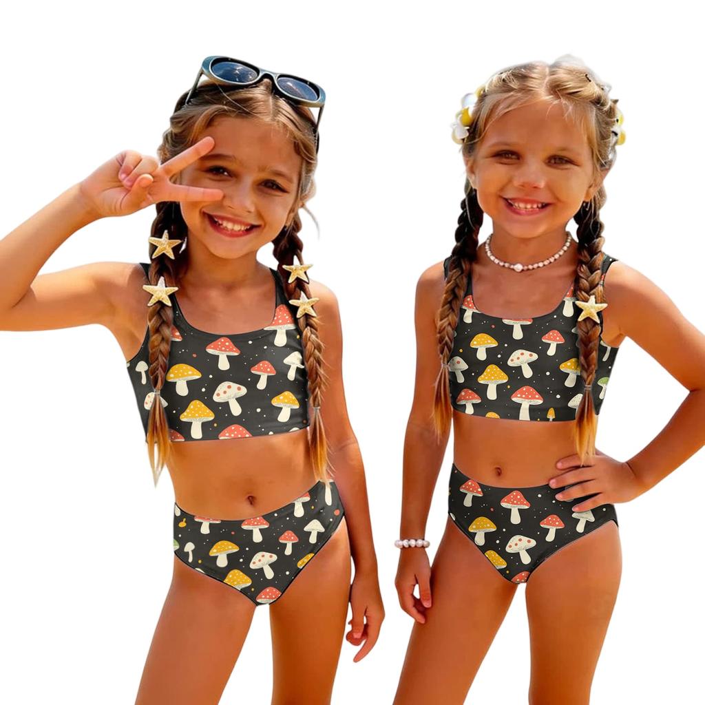 Girls Two Piece Swimsuit Set Tankini Top and Bottoms Kids Swimwear Beachwear Summer Bathing Suit for Children