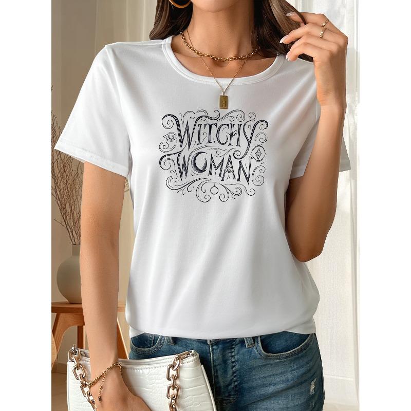 Европейский размер  Хэллоуин Арт Слово  Хэллоуин Футболка, Женская одежда, Летняя футболка Топ, Модная футболка с принтом S