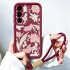 Flowers Fruits Print Lanyard Case For Samsung S26 FE A18 S25 S24 S23 S22 Ultra A54 A55 A16 A26 A36 A56 A17 A27 A37 A57 5G Bumper Cover