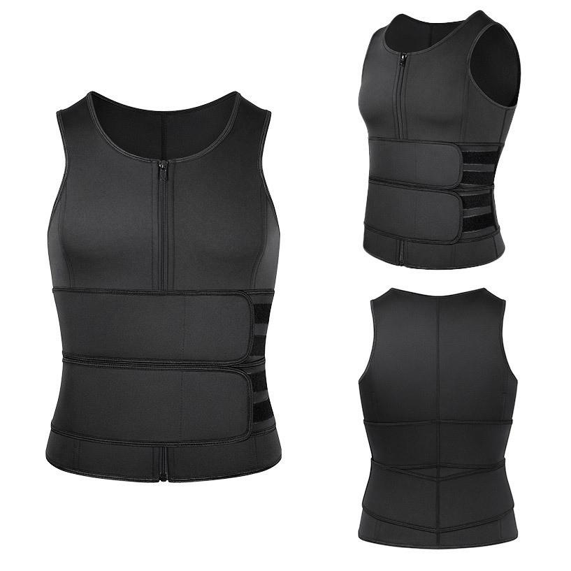 Neoprene Body Shaper Sauna Suit Tank Top Weight Loss Belt Zipper Men Waist Trainer Vest