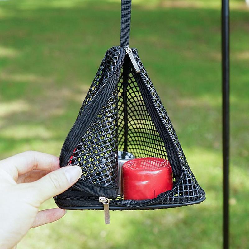 Outdoor Camping Kitchen Hanging Net Kitchen Foldable Storage Bag Cookware Drying Net Triangular Drying Net Dry Food Organizer