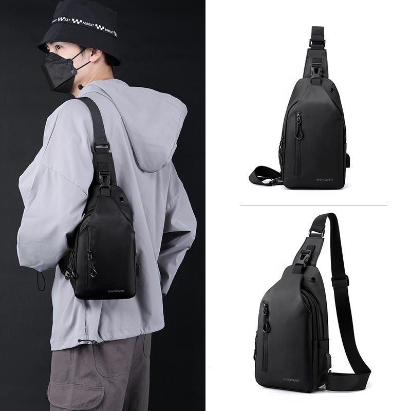 Men's Sling Bag Multi-Functional Chest Bag with Headphone Jack Modern Crossbody Bag for Phone & Essentials