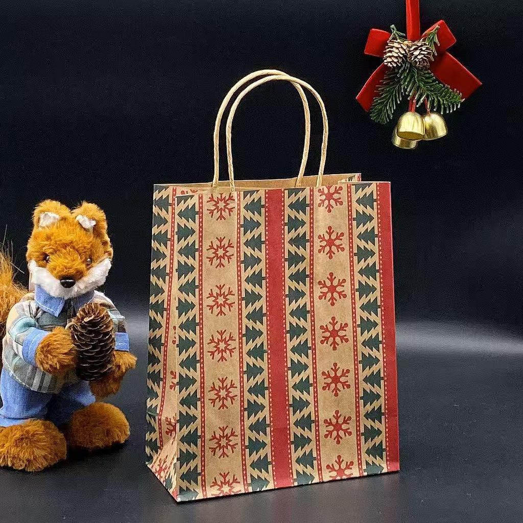 Grensoverschrijdende Kerst Kraftpapier Cadeauzak en Cadeaubox Handtas