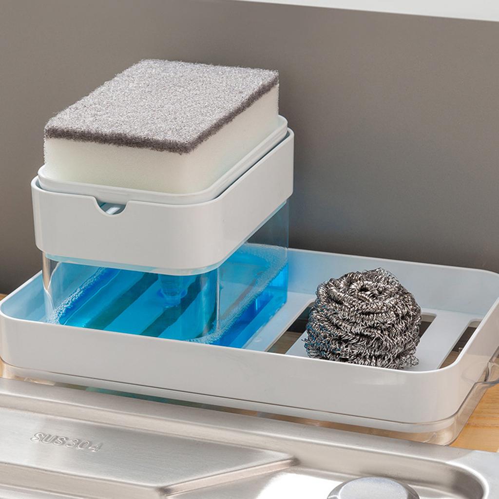 1Pc Press Type Soap Dispenser With A Sponge Press Soap Box Kitchen Dishwashing Detergent Liquid Dispenser