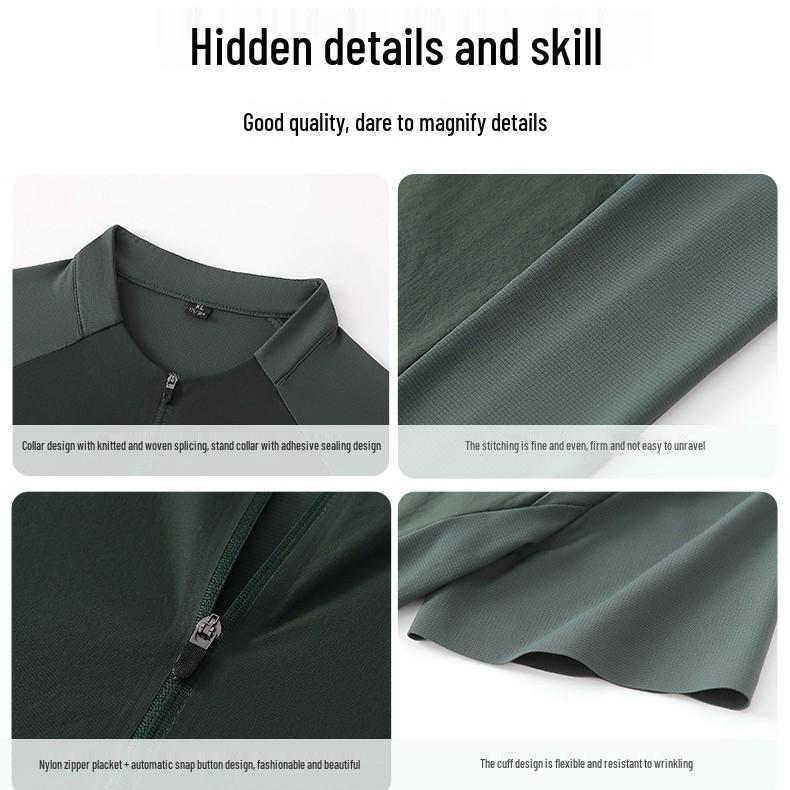 Men's Summer Ice Silk Zipper Sports T-Shirt - Breathable, Solid Color, Stand Collar, Short Sleeve, Casual Business Top