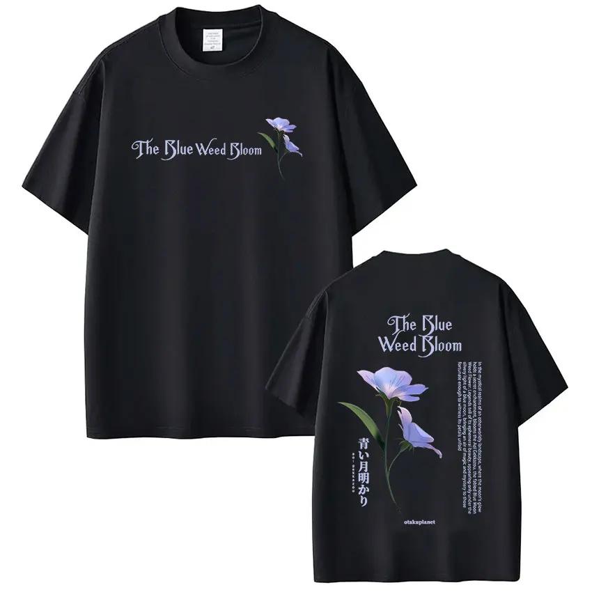 

Anime Frieren_ Beyond Journey s End T Shirt The Blue Weed Bloom T-shirt Men Women Clothing Short Sleeve Cotton Summer T-shirts S чёрный