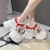 Fashion 10CM Women Platform Leather Sneakers Autumn Sports Dad Shoes High Top Chunky Casual Shoes Woman Thick Bottom Bling White Shoes