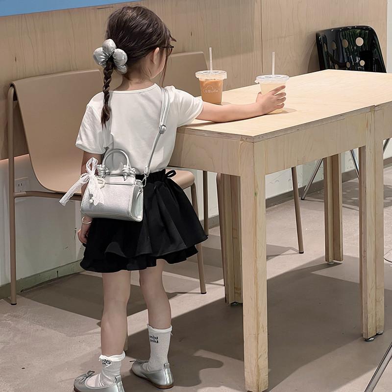 Design Minimally Spliced Children Casual Single Shoulder Square Bag With Pendant