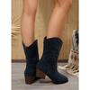 New Rivet Pointed Toe Mid-Top Boots Women's 2025 Winter Thick Heel Suede V-Mouth Knight Boots