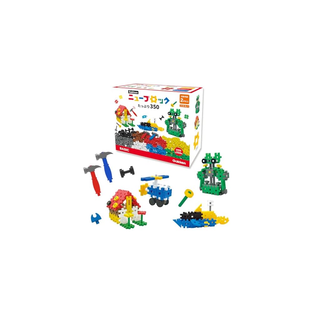 Gakken New Block 350 Piece Set with 2 Hammers for Ages 2 and Up Educational Building Toy