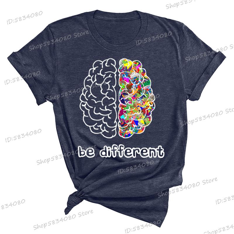 Autism Awareness Day Essential Tshirt Autist Brain Be Different Graphic T Shirts Autism Awareness Crew Neck Short Sleeve Tshirt