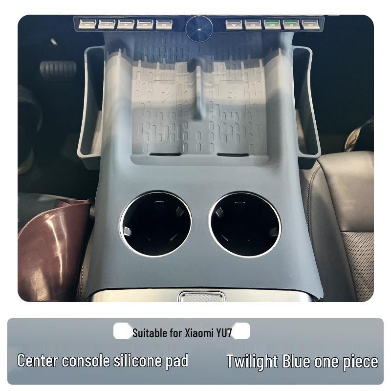 Xiaomi yu7 Wireless Charging Coaster with Integrated Silicone Protective Pad and Side Storage.