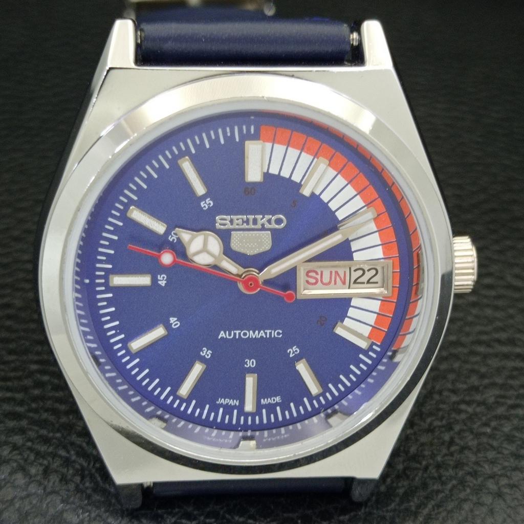REFURBISHED VINTAGE SEIKO 5 AUTOMATIC 6309A JAPAN MENS BLUE DIAL WATCH a440892-4