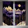 2pcs Modern Abstract Mountain Curtains, Moon and Stars Night Sky for Bedroom and Living Room Decorative curtains