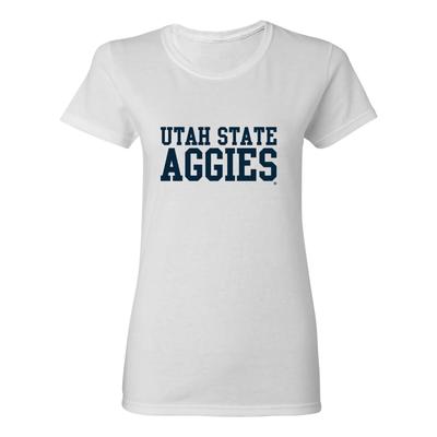 Utah State Aggies Basic Block Women's T-Shirt - White