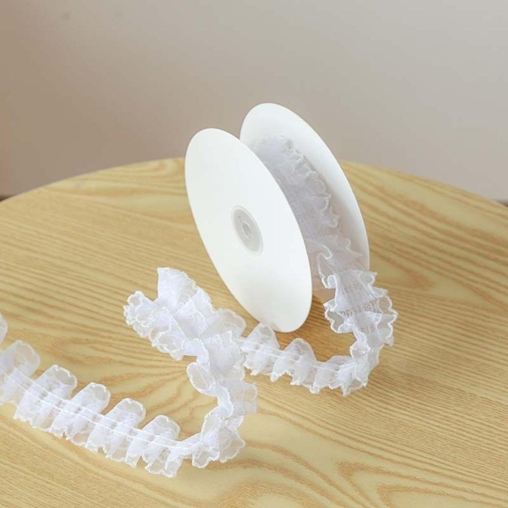 2M Length Ruffled Lace Ribbon 4cm Width Ballet Lace Ribbon Elegant Frilly Lace Trim Sewing Craft