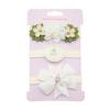 3Pcs Kids Elastic Floral Headband Pearl Hair Girls baby Bowknot Hairband Set