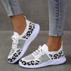 Plus Size Women's Leopard Print Flyknit Wedge Heel Casual Shoes - 2023 Spring/Autumn Collection