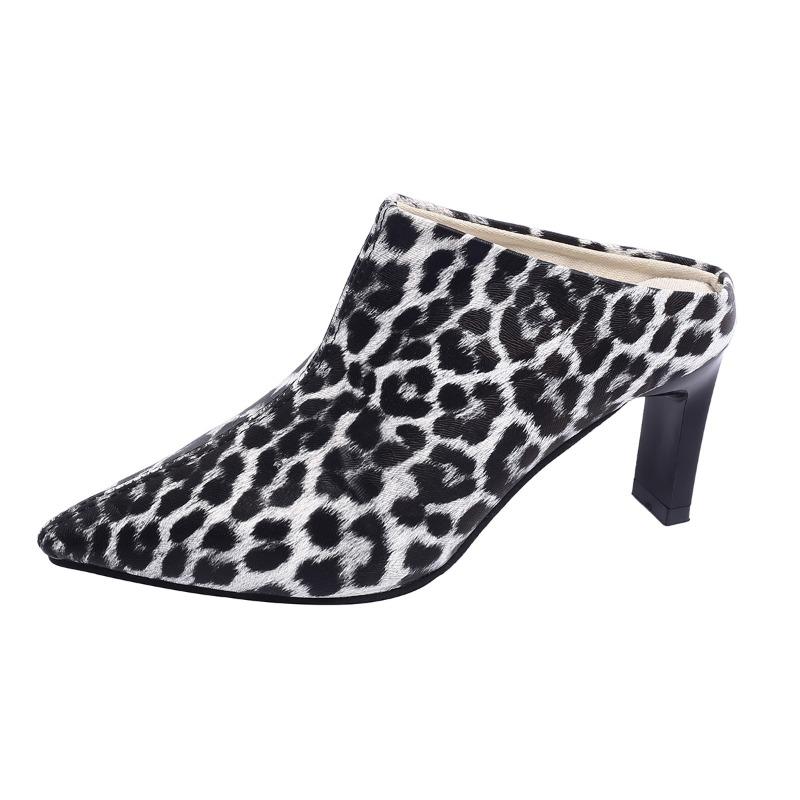 2025 Frühling/Sommer Übergröße Neuankömmling Spitzschuh Stiletto Leopardenmuster Sexy Mode Pantoletten