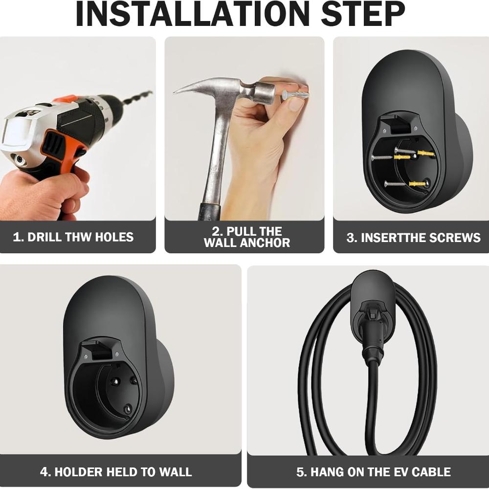 FONWUJIOT Type 2 Wall Mount - Wallbox Mount,Cable and Plug Mount,Wallbox EV Charger Mount,Wallbox Cable Mount,Compatible with EU Compliant Type 2 Char