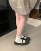 Suede Korean version of spring and autumn one-word buckle shallow mouth Mary Jane women's shoes 25 new leather round head flat-soled single shoe