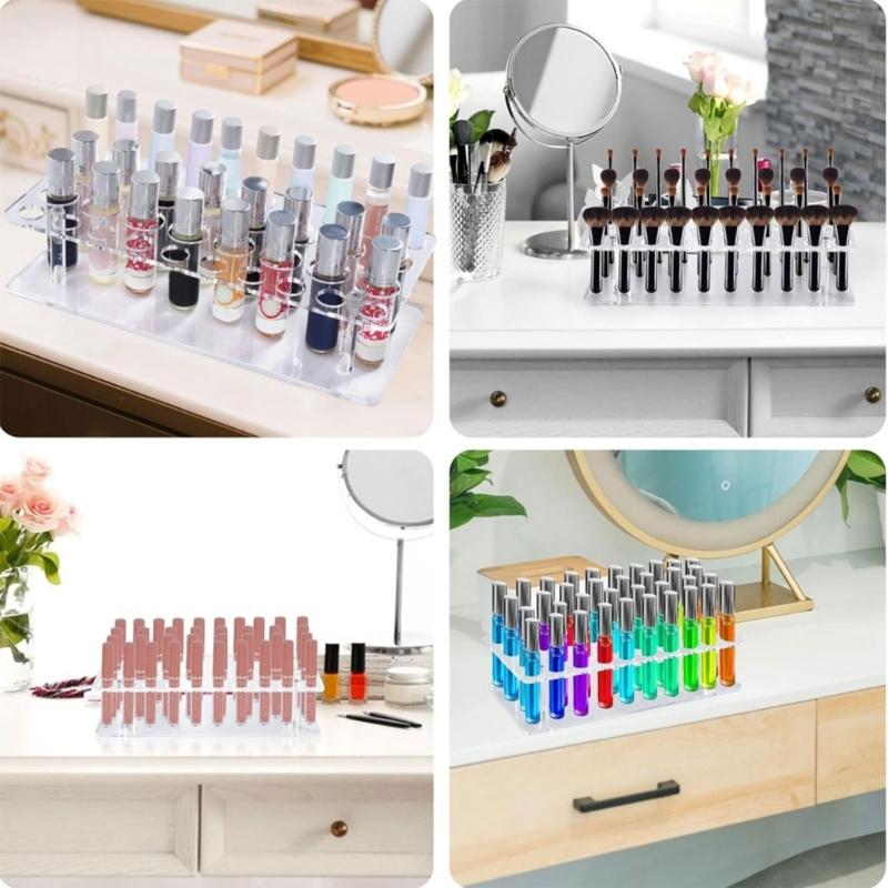Modern Acrylic Cosmetic Shelf With 36 Compartments For Luxurious Perfumes Collection Organization