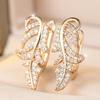 Elegant Gold Color Feather Drop Earrings for Women Clear Zircon Dangle Jewelry Wedding Gift