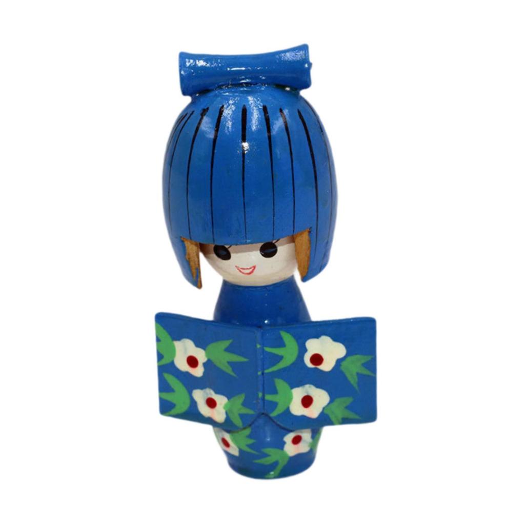 Wooden Kimono Doll Miniature Figurine Ornament 4.13inch Wood Kokeshi Doll Asian