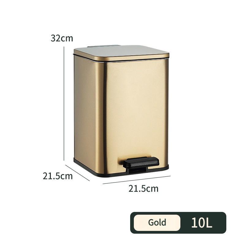 Household Stainless Steel Square Garbage Bin Kitchen Living Room Large Capacity Foot Operated Sanitary Bin