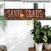 2D Flat 1pc, 15.7×3.94inch Vintage Santa Claus & Christmas Tree Metal Wall Sign, Aluminum Decorative Sign, Rustic Aluminum Holiday Decoration