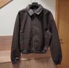 Pingti-European and American men's clothing retro lapel collar black jacket/loose imitation leather jacket brown coat