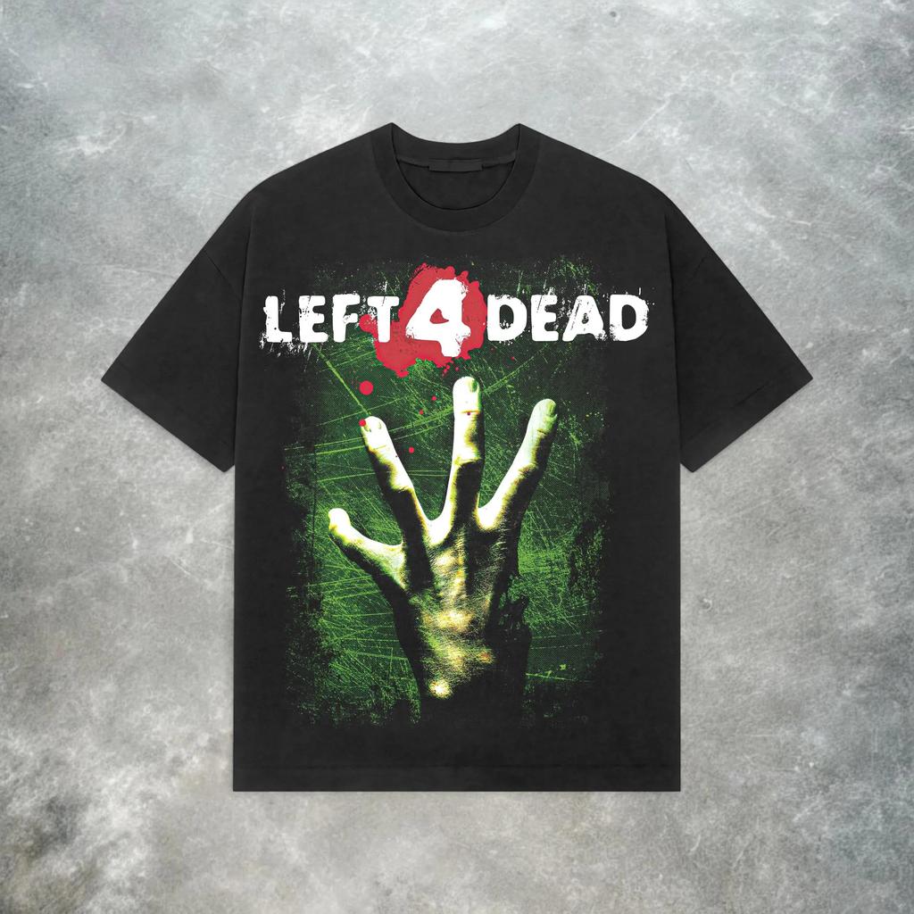 Left 4 Dead Valve T-shirt Retro Y2K Zombie Shooter Videogioco Maglietta Estiva Unisex e da Donna Larga e Traspirante Top
