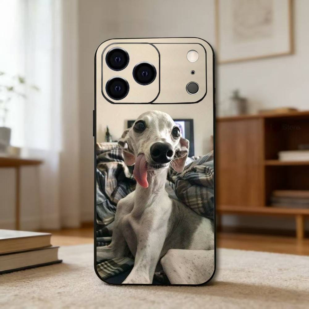 

F-Funny D-Dog C-Cute D-Dog Phone Case For iPhone 17,16,15,14,13,12,11 Plus,Pro Max,XS,Soft Silicone Black Cover iPhone14ProMax