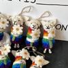 Lamb-Shaped Wool Felt Flower Keychain Ornament