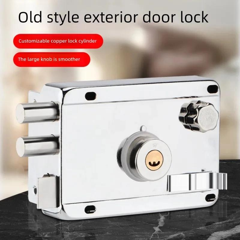 Smooth Lock Antique Household Front Door House Padlocks Locking Accessories Universal Heavy-Duty Gear With Key