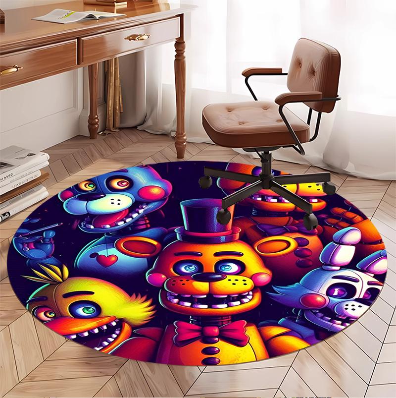 Five Nights at Freddy's Pattern Round Rug, Indoor/Outdoor Mat, for Picnic, Gameroom, Bedroom, Office, Living Room, Home Decor Carpet, Birthday Gift