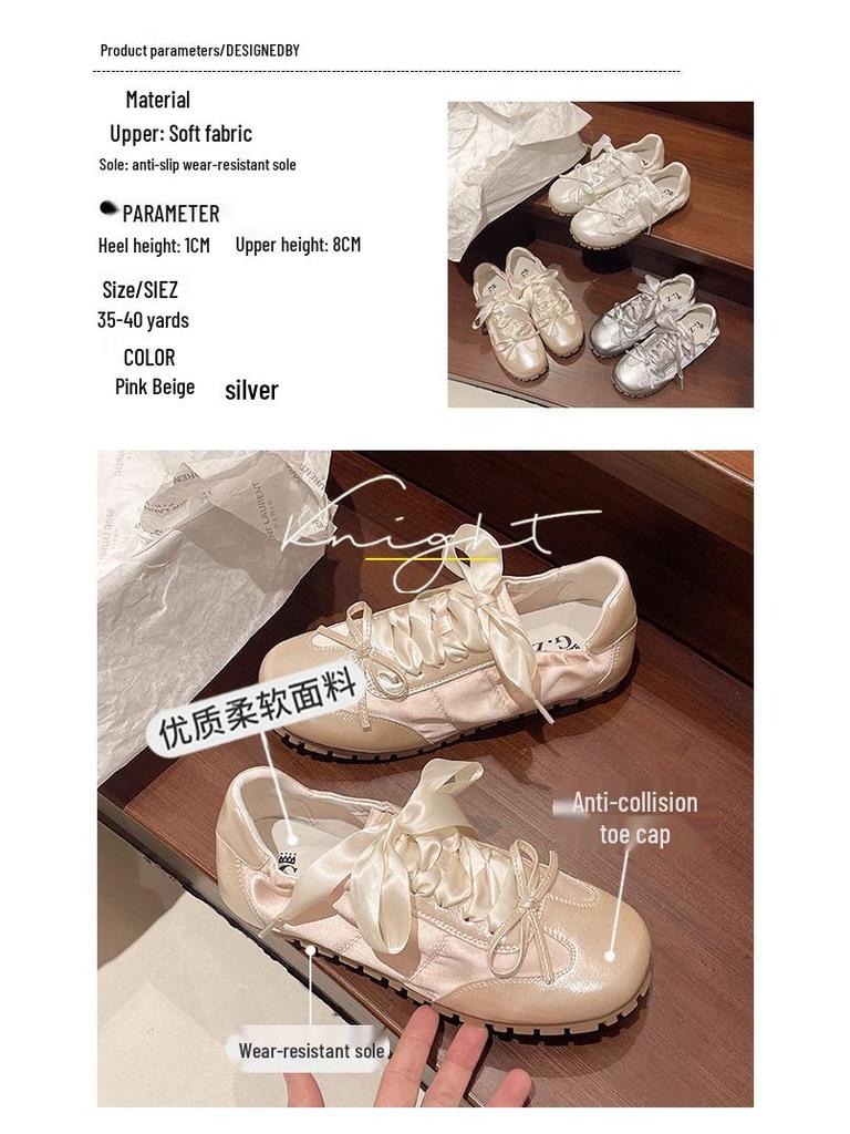 2024 Lente/Zomer Dames Roze Strik Zachte Zool Flats - Veelzijdige Casual Ballerina's