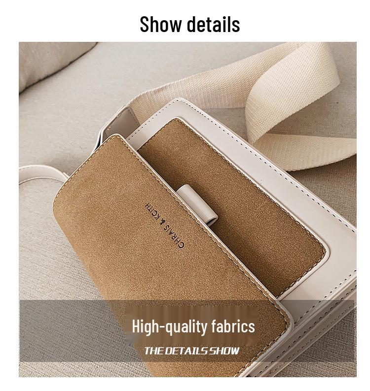 Yuezi Chic Damen 2025 Koreanischer Stil Kleine Quadratische Umhängetasche mit Breitem Riemen