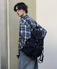 Leathery Glossy Nylon Bucket Backpack [Black]