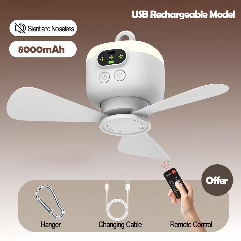 

Ceiling Fan Portable Camping Tent 8000mah Ceiling Canopy Fan Rechargeable Wireless Fan Air Circulators with Remote Control Light 1PCS белый