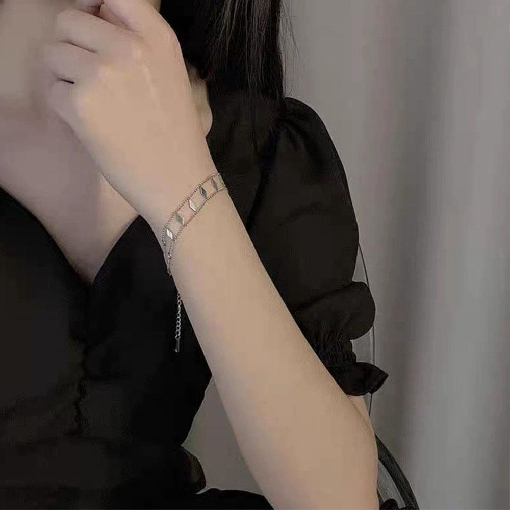 New Diamond Shaped Retro Bracelet Personalized Fashionable Stainless Steel Women's Jewelry