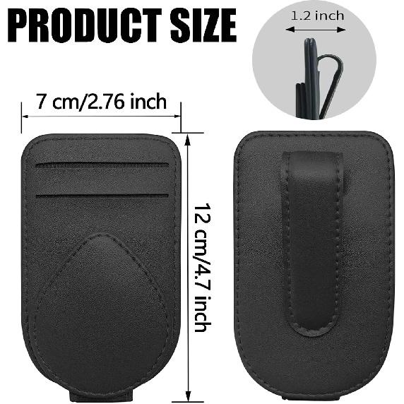 Sunglass and Card Holder for Car Visor, 2 Card Slots Visor Glasses Clip, Strong Magnetic Visor Holder, Visor Accessories for Cars SUV (Black 1Pc)